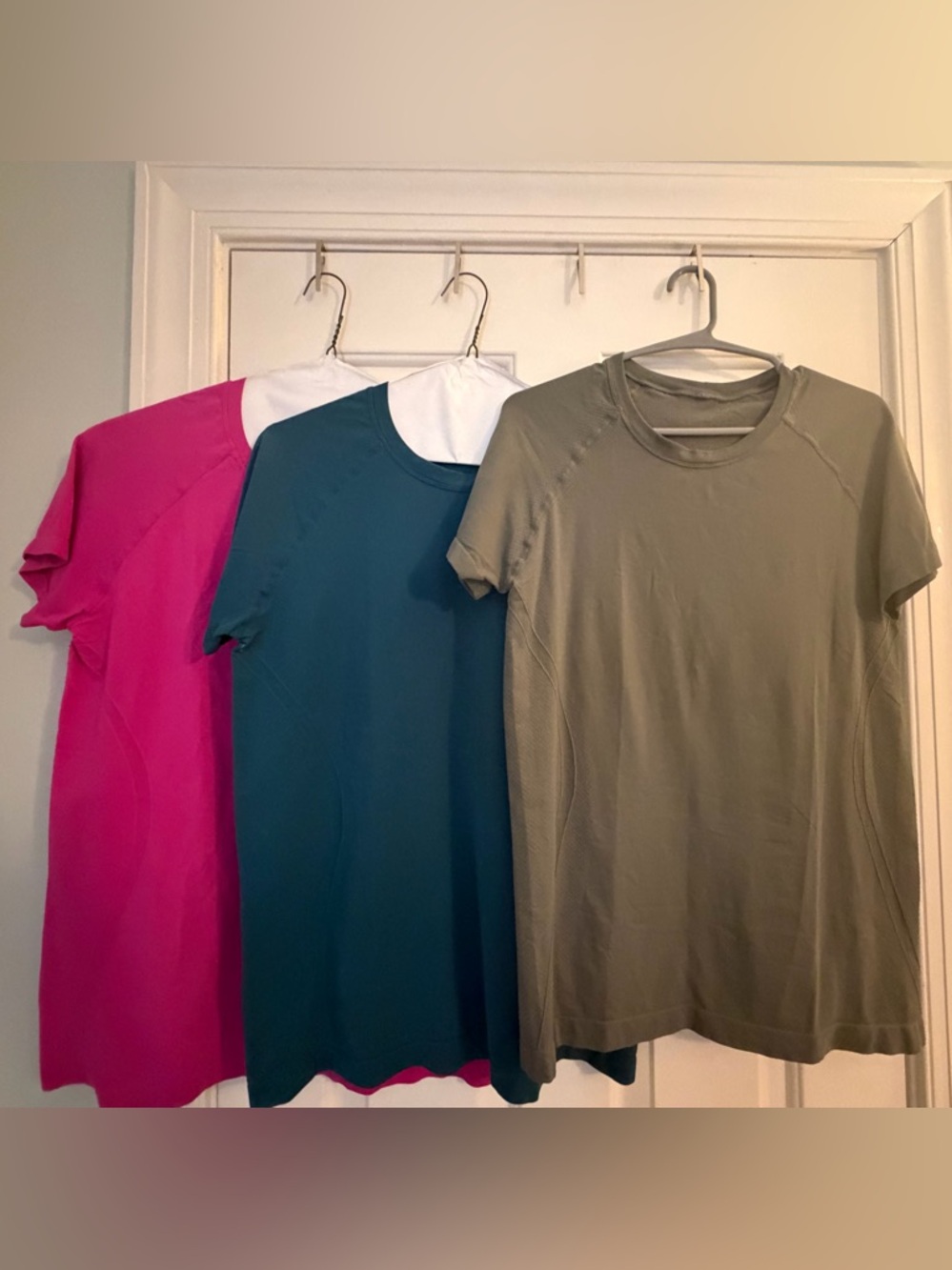 Amazon Women's Short Sleeve Active Tees in Hot Pink, Teal, and Olive